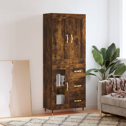 Highboard Räuchereiche 69,5x34x180 cm Holzwerkstoff
