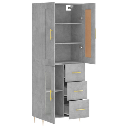 Highboard Betongrau 69,5x34x180 cm Holzwerkstoff