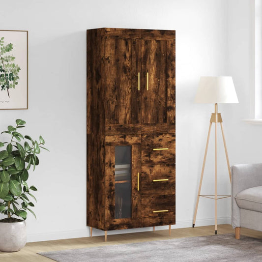 Highboard Räuchereiche 69,5x34x180 cm Holzwerkstoff