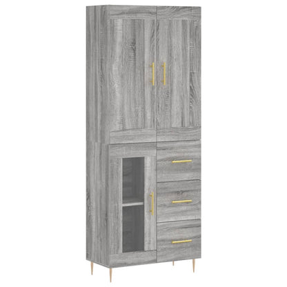 Highboard Grau Sonoma 69,5x34x180 cm Holzwerkstoff