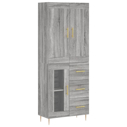 Highboard Grau Sonoma 69,5x34x180 cm Holzwerkstoff