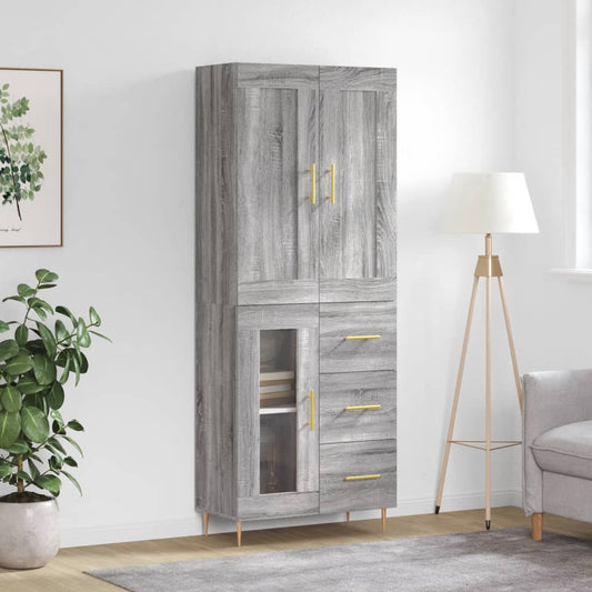 Highboard Grau Sonoma 69,5x34x180 cm Holzwerkstoff