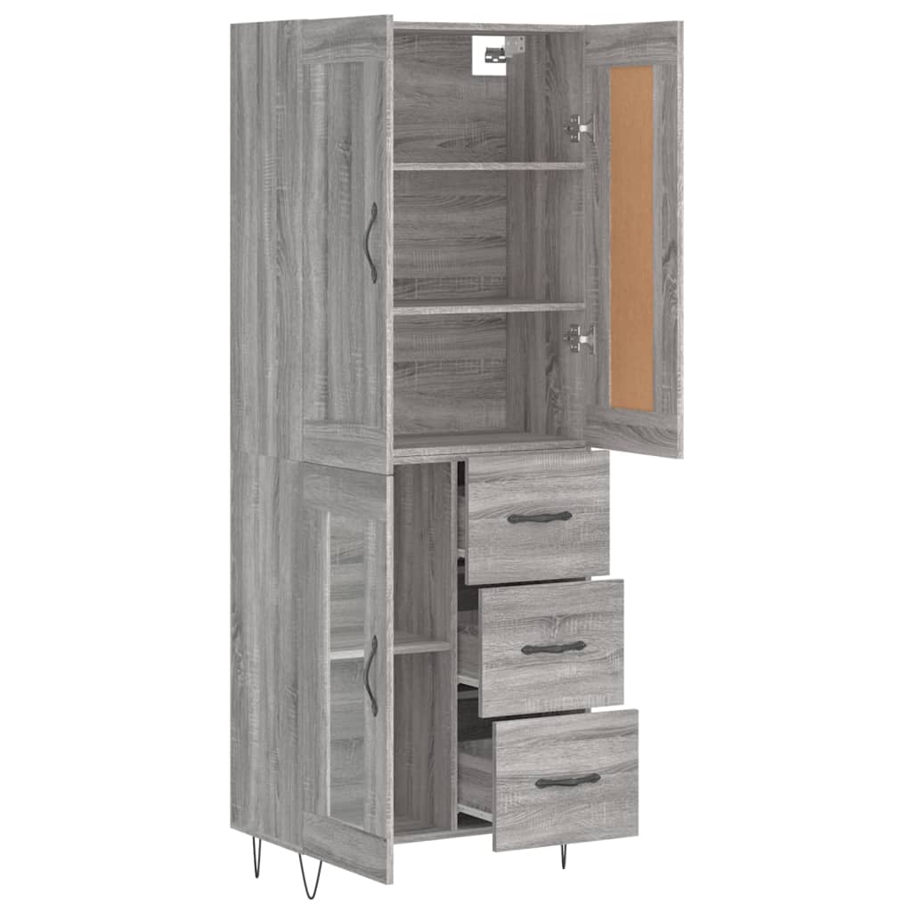 Highboard Grau Sonoma 69,5x34x180 cm Holzwerkstoff