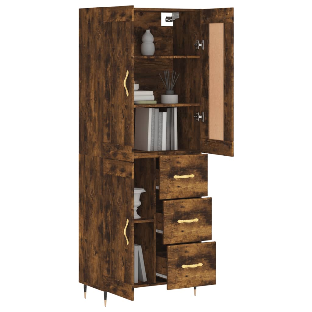 Highboard Räuchereiche 69,5x34x180 cm Holzwerkstoff