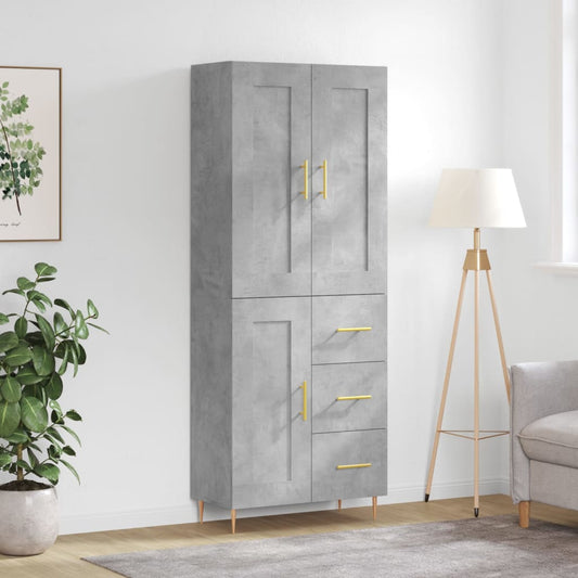 Highboard Betongrau 69,5x34x180 cm Holzwerkstoff