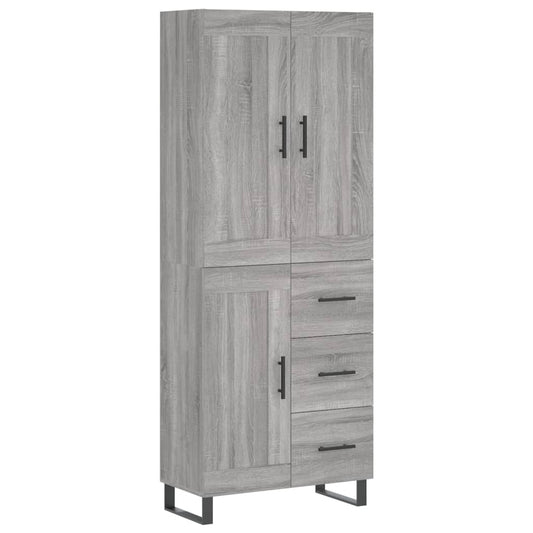 Highboard Grau Sonoma 69,5x34x180 cm Holzwerkstoff