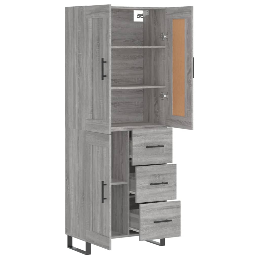 Highboard Grau Sonoma 69,5x34x180 cm Holzwerkstoff