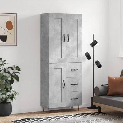 Highboard Betongrau 69,5x34x180 cm Holzwerkstoff