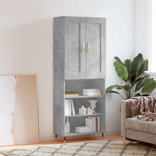 Highboard Betongrau 69,5x34x180 cm Holzwerkstoff