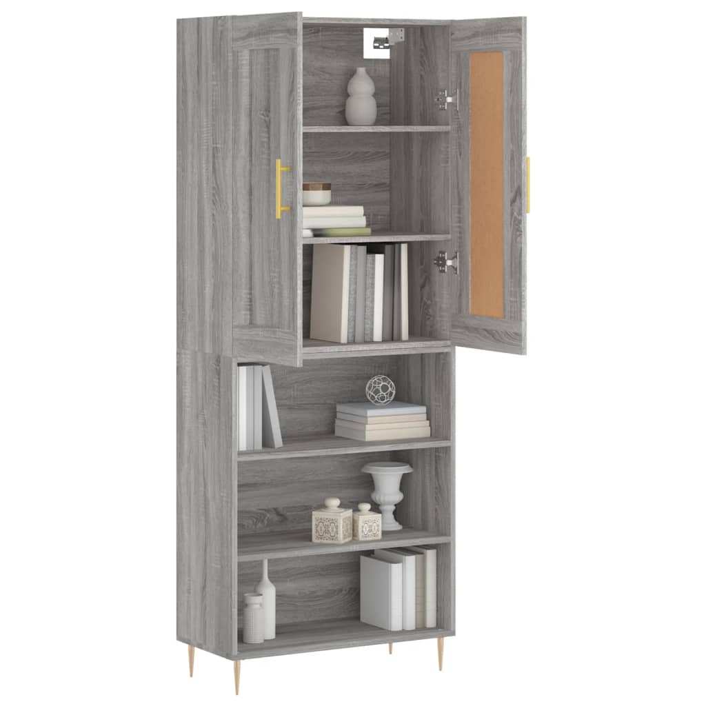 Highboard Grau Sonoma 69,5x34x180 cm Holzwerkstoff