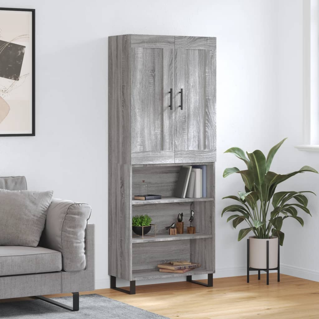 Highboard Grå Sonoma 69,5x34x180 cm Træmateriale