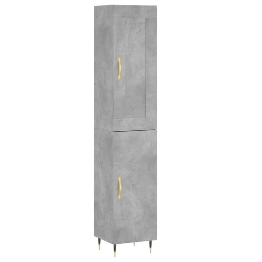 Highboard Beton Grå 34,5x34x180 cm Træmateriale