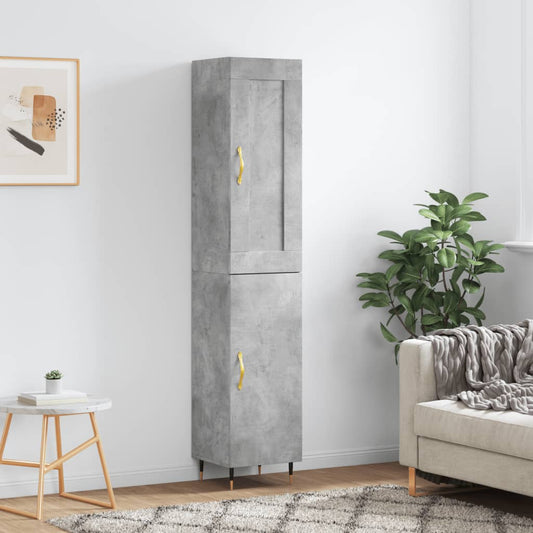 Highboard Beton Grå 34,5x34x180 cm Træmateriale