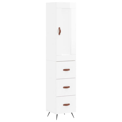 Highboard Højglans Hvid 34,5x34x180 cm Træmateriale