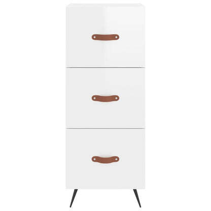 Highboard Højglans Hvid 34,5x34x180 cm Træmateriale