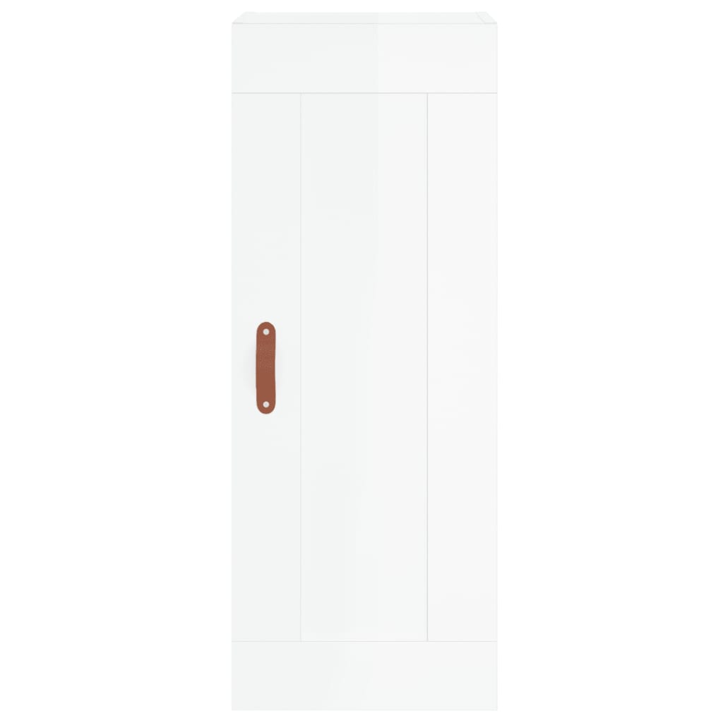 Highboard Højglans Hvid 34,5x34x180 cm Træmateriale