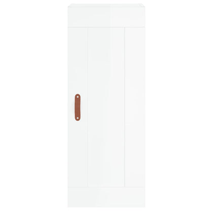 Highboard Højglans Hvid 34,5x34x180 cm Træmateriale