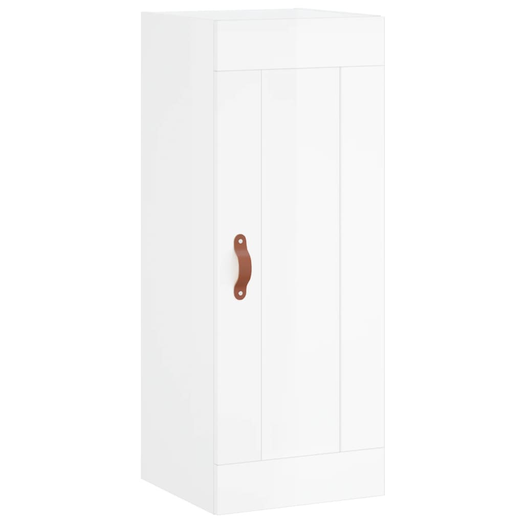 Highboard Højglans Hvid 34,5x34x180 cm Træmateriale