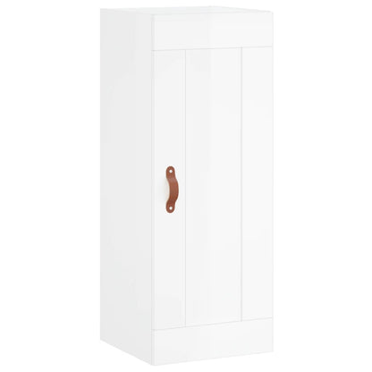 Highboard Højglans Hvid 34,5x34x180 cm Træmateriale