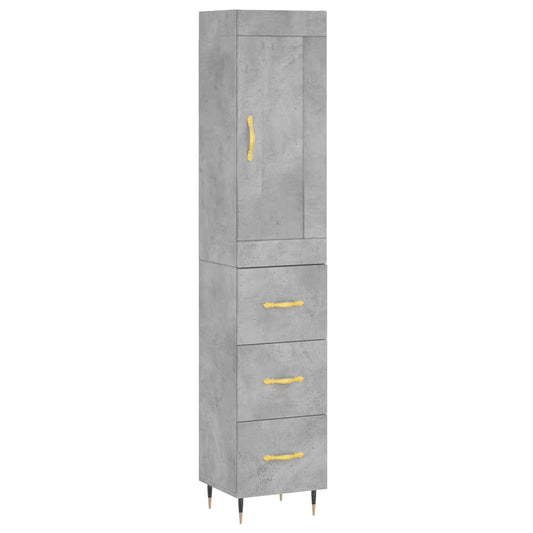 Highboard Beton Grå 34,5x34x180 cm Træmateriale