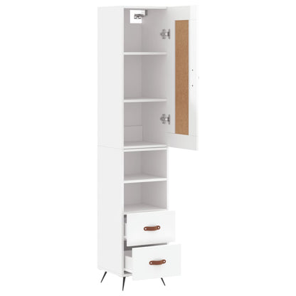 Highboard Højglans Hvid 34,5x34x180 cm Træmateriale
