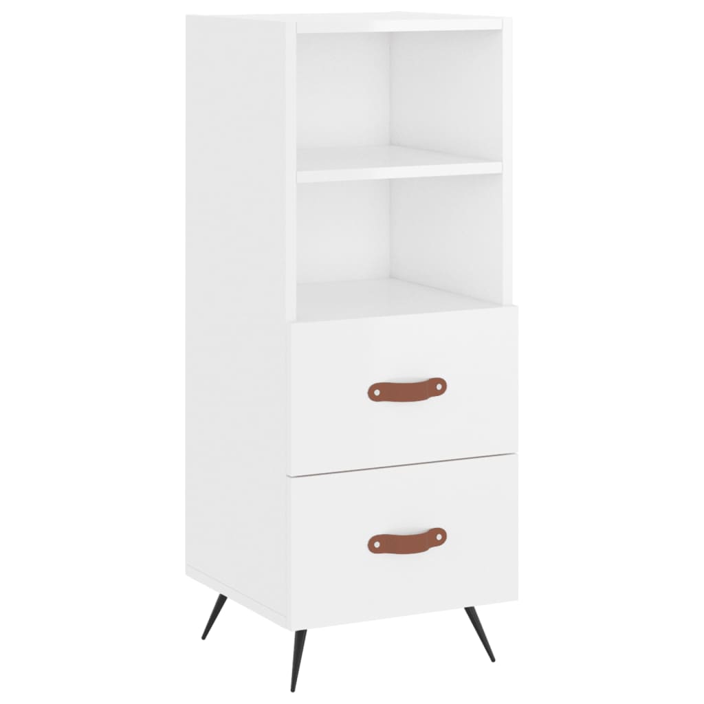 Highboard Højglans Hvid 34,5x34x180 cm Træmateriale