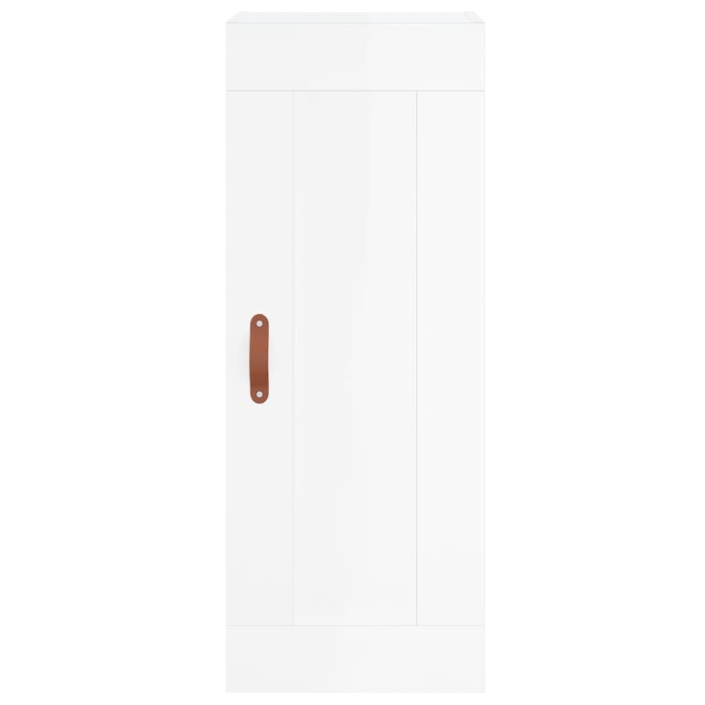 Highboard Højglans Hvid 34,5x34x180 cm Træmateriale