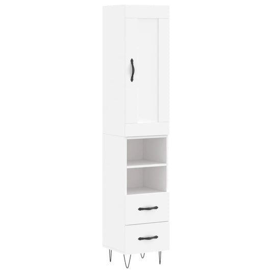 Highboard Hvid 34,5x34x180 cm Træmateriale