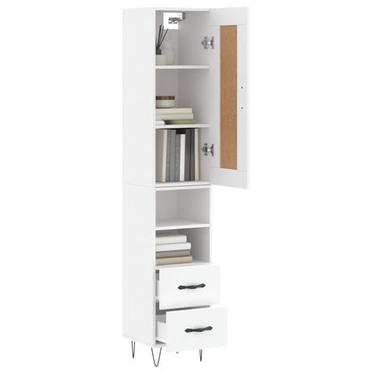 Highboard Hvid 34,5x34x180 cm Træmateriale
