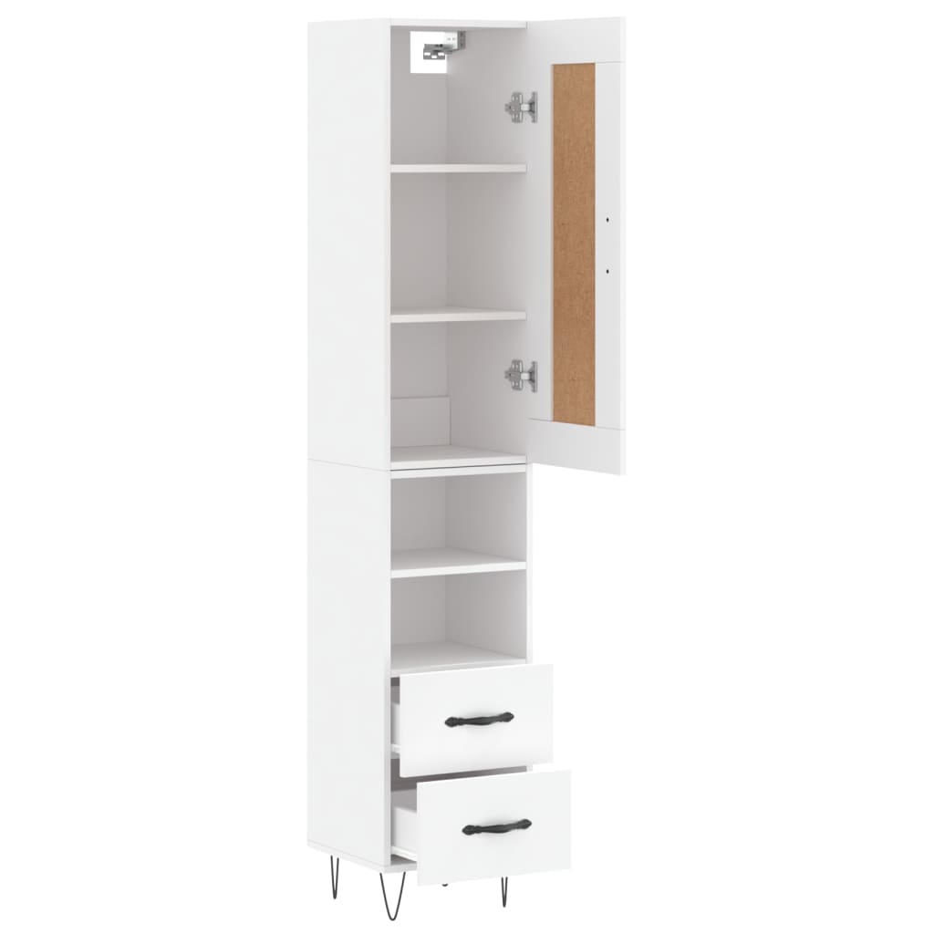 Highboard Hvid 34,5x34x180 cm Træmateriale