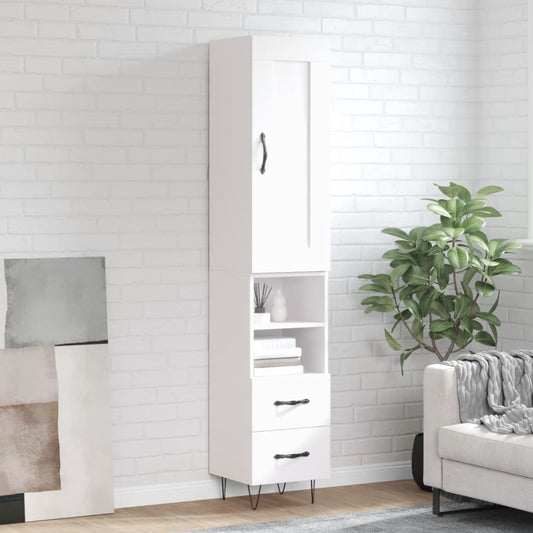 Highboard Hvid 34,5x34x180 cm Træmateriale