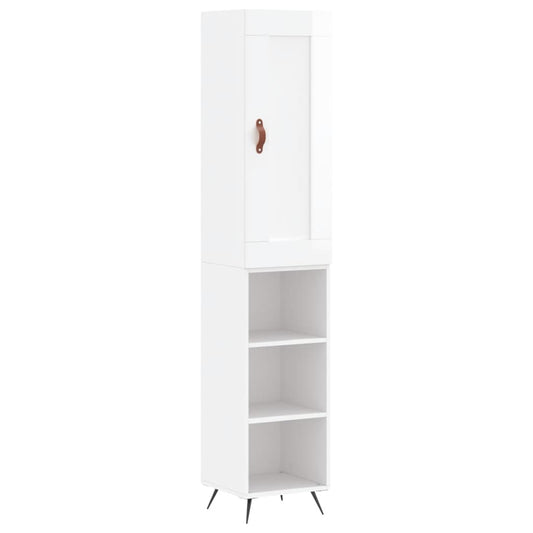 Highboard Højglans Hvid 34,5x34x180 cm Træmateriale
