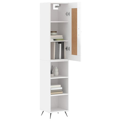 Highboard Højglans Hvid 34,5x34x180 cm Træmateriale