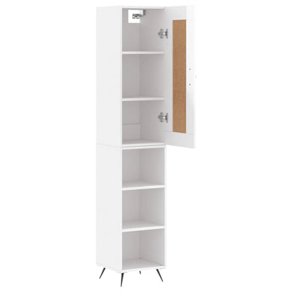 Highboard Højglans Hvid 34,5x34x180 cm Træmateriale