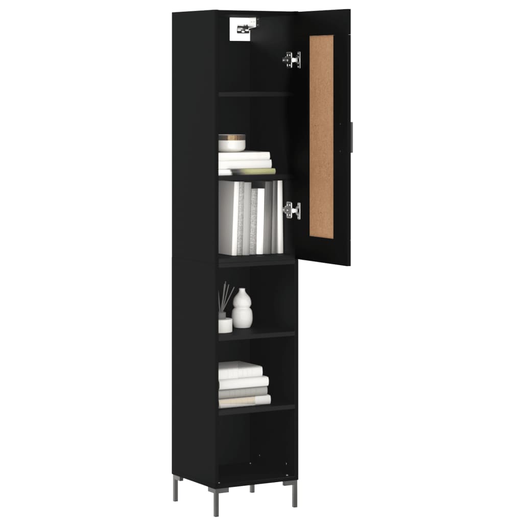 Highboard Sort 34,5x34x180 cm Træmateriale