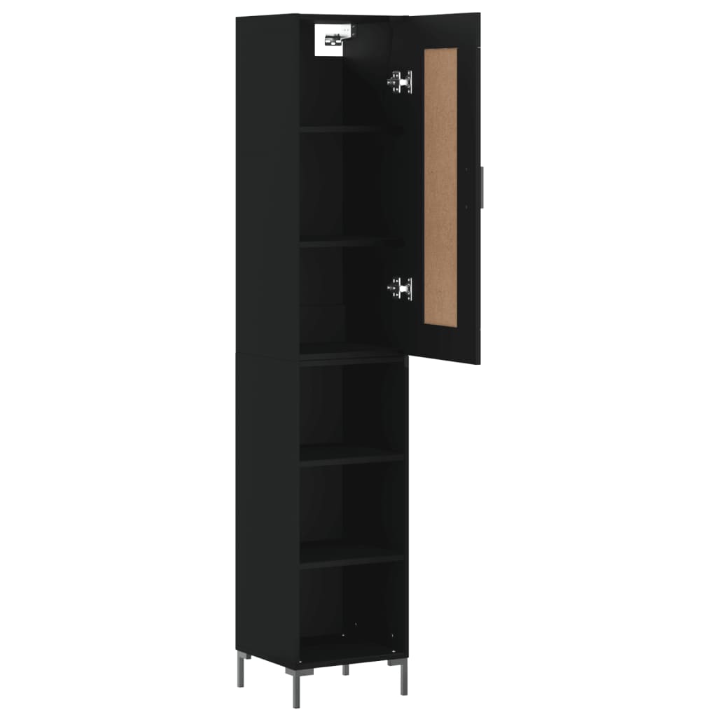 Highboard Sort 34,5x34x180 cm Træmateriale