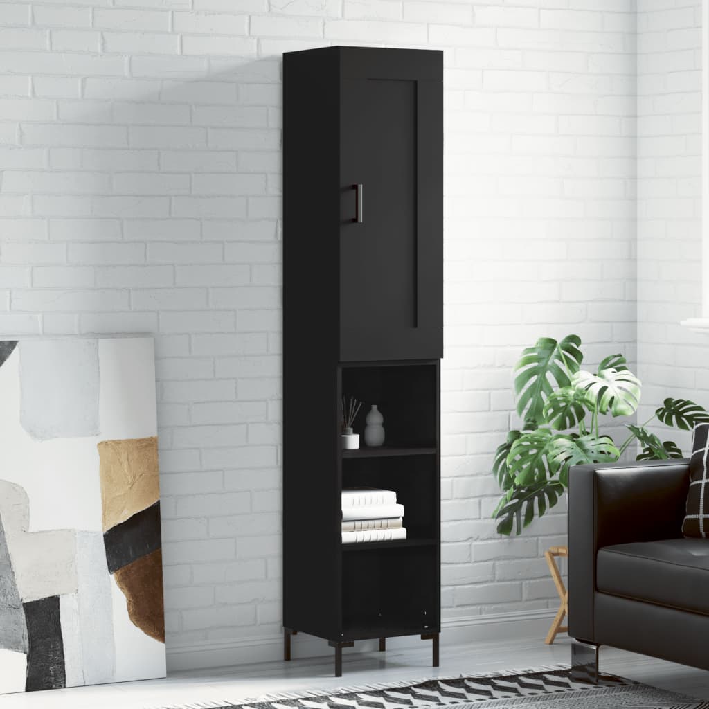 Highboard Sort 34,5x34x180 cm Træmateriale