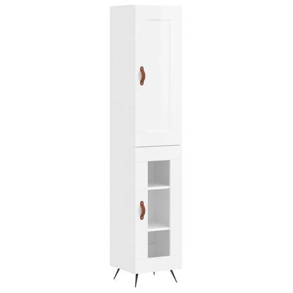 Highboard Højglans Hvid 34,5x34x180 cm Træmateriale