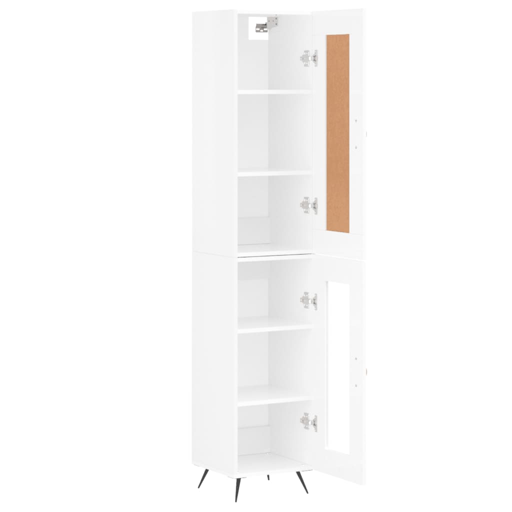 Highboard Højglans Hvid 34,5x34x180 cm Træmateriale