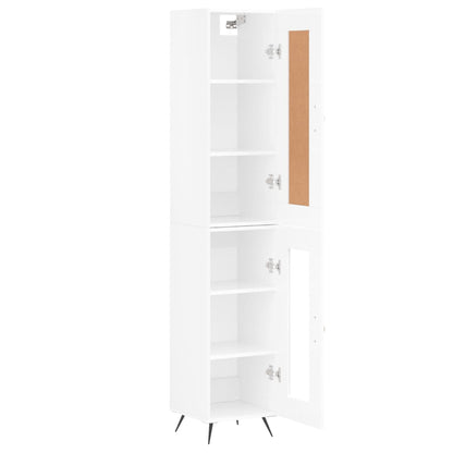 Highboard Højglans Hvid 34,5x34x180 cm Træmateriale