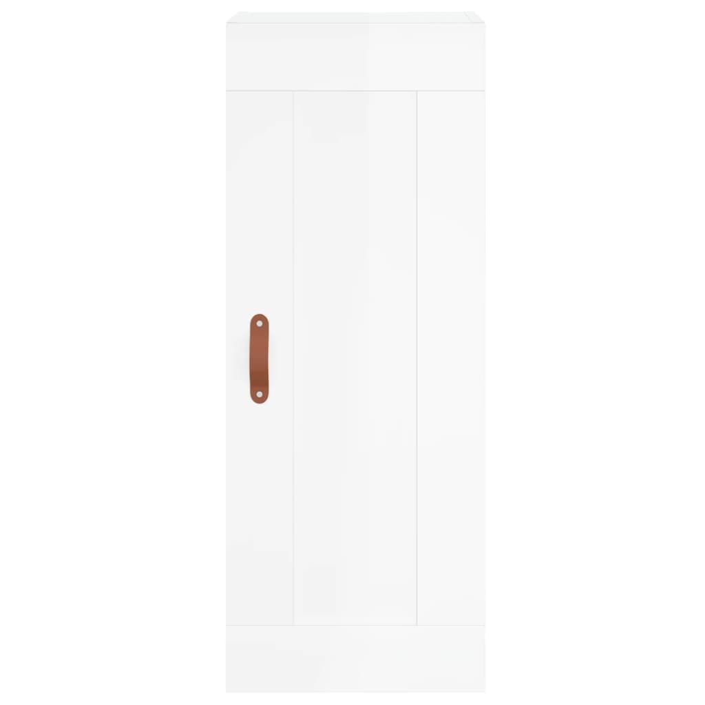 Highboard Højglans Hvid 34,5x34x180 cm Træmateriale