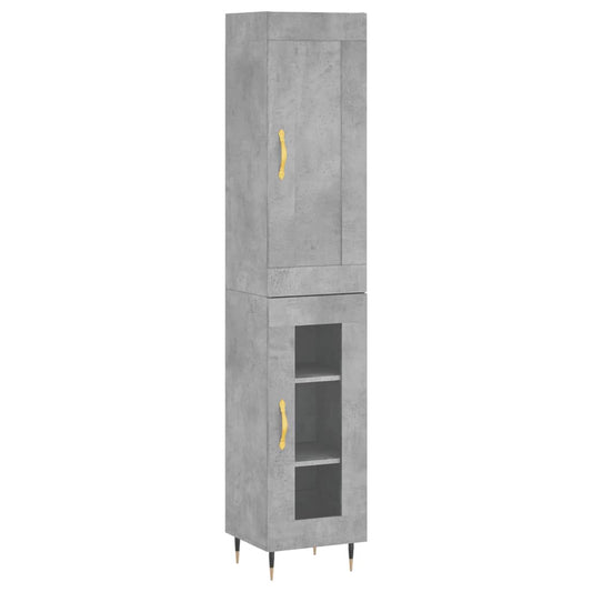 Highboard Beton Grå 34,5x34x180 cm Træmateriale