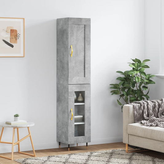 Highboard Beton Grå 34,5x34x180 cm Træmateriale