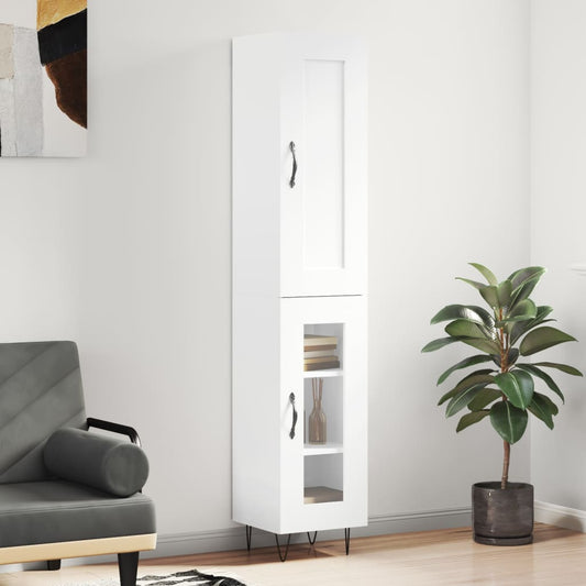Highboard Hvid 34,5x34x180 cm Træmateriale