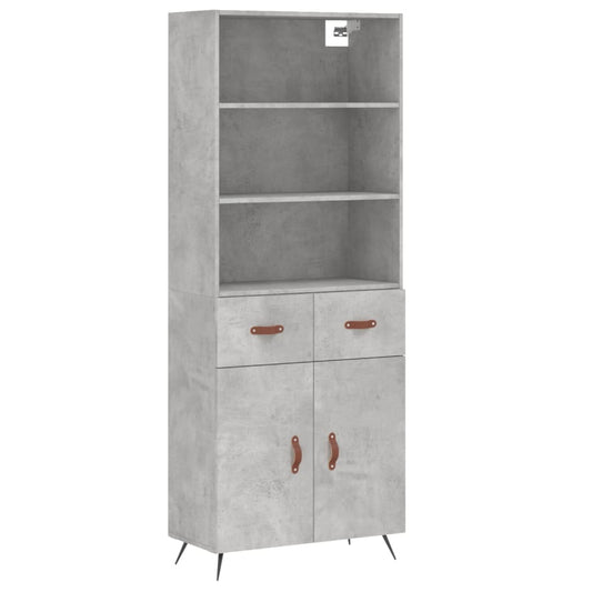 Highboard Beton Grå 69,5x34x180 cm Træmateriale