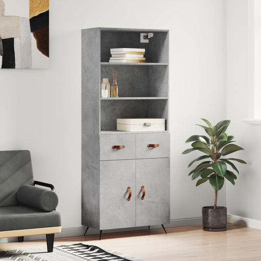 Highboard Beton Grå 69,5x34x180 cm Træmateriale