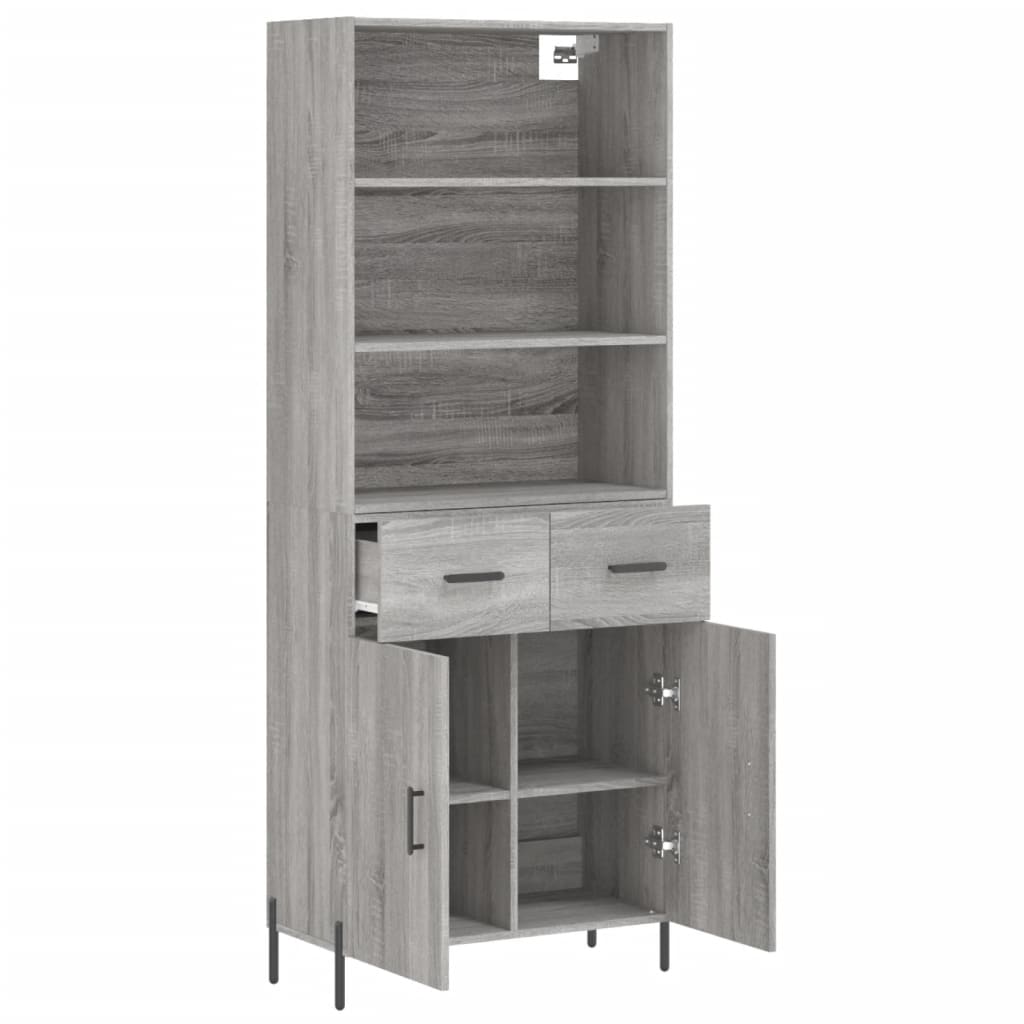 Highboard Grau Sonoma 69,5x34x180 cm Holzwerkstoff