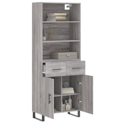 Highboard Grau Sonoma 69,5x34x180 cm Holzwerkstoff