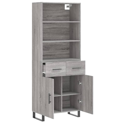 Highboard Grau Sonoma 69,5x34x180 cm Holzwerkstoff