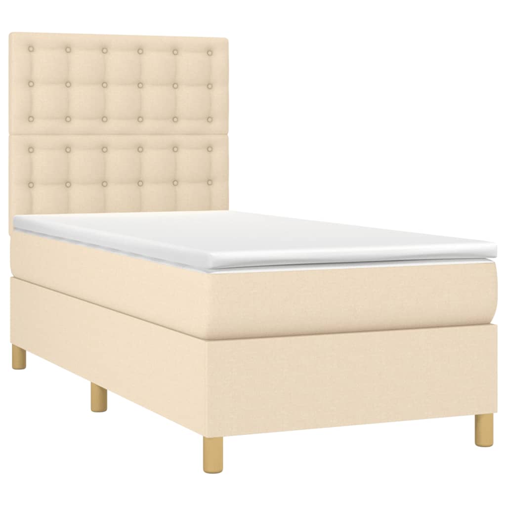 Boxspringbett mit Matratze Creme 90x190 cm Stoff